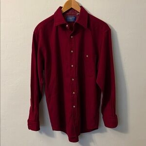 VTG Pendleton Men’s Burgundy Virgin Wool Long Sleeve Shirt‎ Medium Elbow Patch